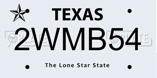 2WMB54 Texas License Plate