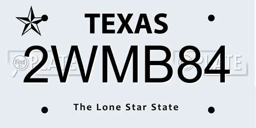 2WMB84 Texas License Plate