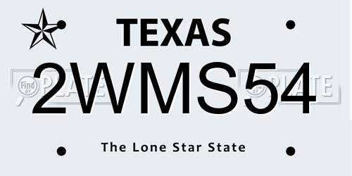 2WMS54 Texas License Plate