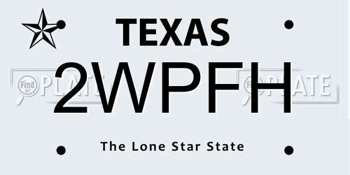 2WPFH Texas License Plate