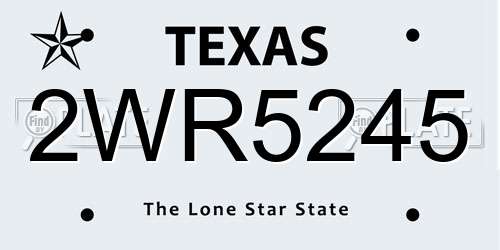 2WR5245 Texas License Plate