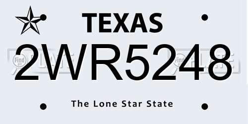 2WR5248 Texas License Plate