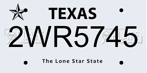 2WR5745 Texas License Plate