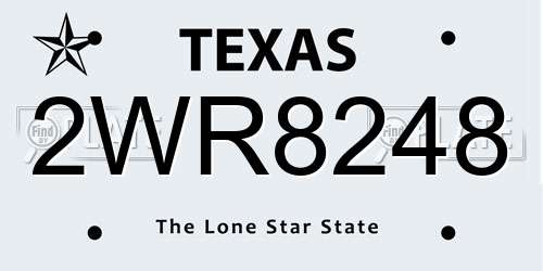 2WR8248 Texas License Plate