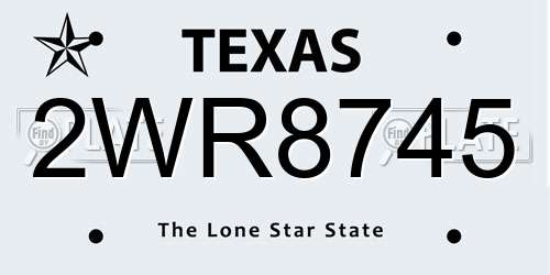 2WR8745 Texas License Plate