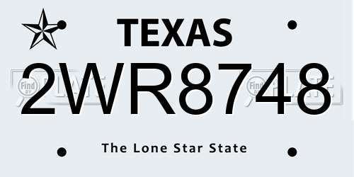 2WR8748 Texas License Plate