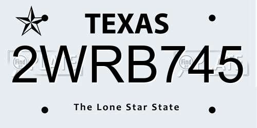 2WRB745 Texas License Plate