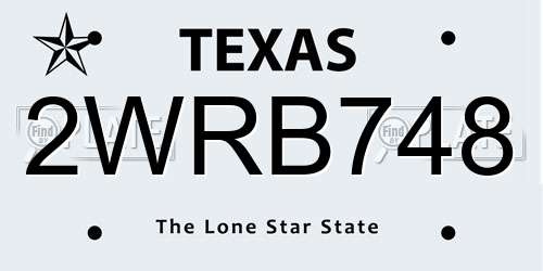 2WRB748 Texas License Plate