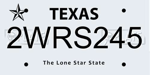 2WRS245 Texas License Plate