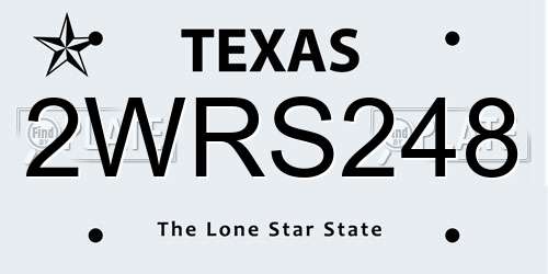 2WRS248 Texas License Plate