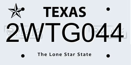 2WTG044 Texas License Plate