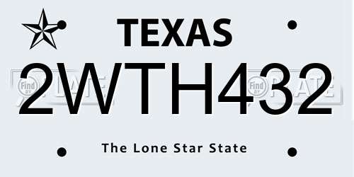 2WTH432 Texas License Plate