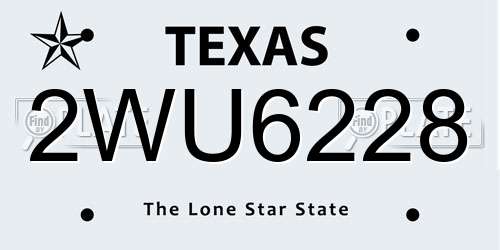2WU6228 Texas License Plate