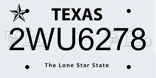 2WU6278 Texas License Plate