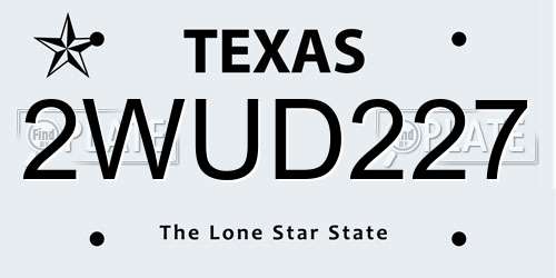 2WUD227 Texas License Plate