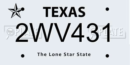 2WV431 Texas License Plate