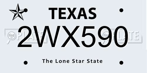 2WX590 Texas License Plate