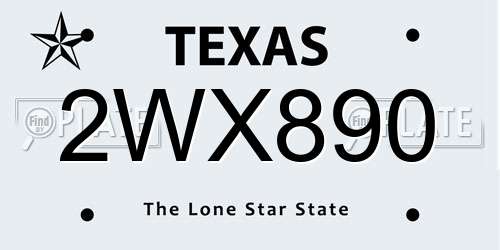 2WX890 Texas License Plate