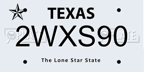 2WXS90 Texas License Plate