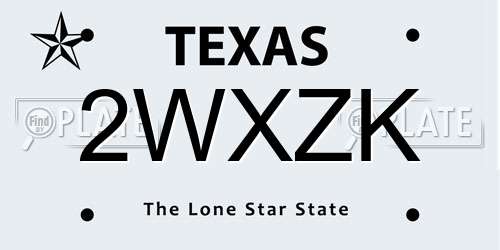 2WXZK Texas License Plate