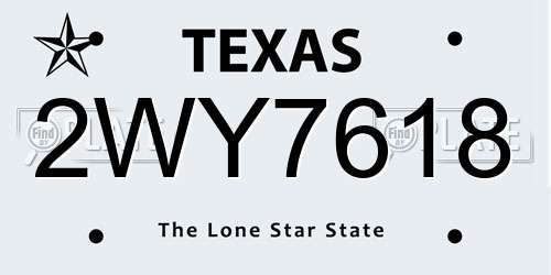2WY7618 Texas License Plate