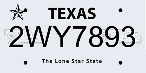 2WY7893 Texas License Plate