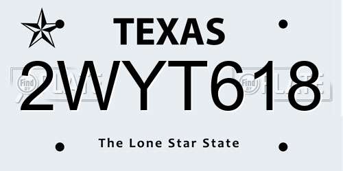 2WYT618 Texas License Plate