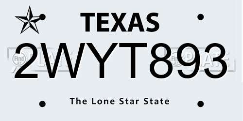 2WYT893 Texas License Plate
