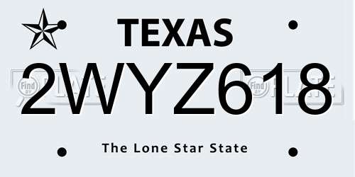 2WYZ618 Texas License Plate