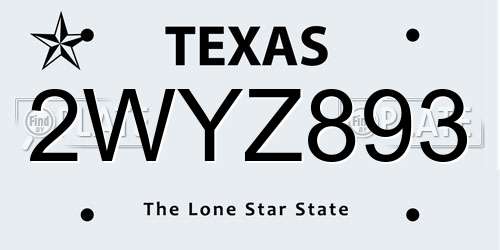 2WYZ893 Texas License Plate