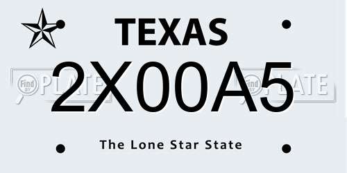 2X00A5 Texas License Plate