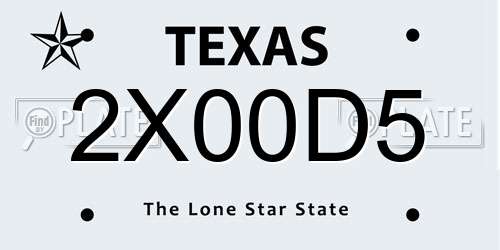 2X00D5 Texas License Plate