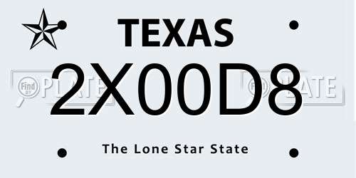 2X00D8 Texas License Plate