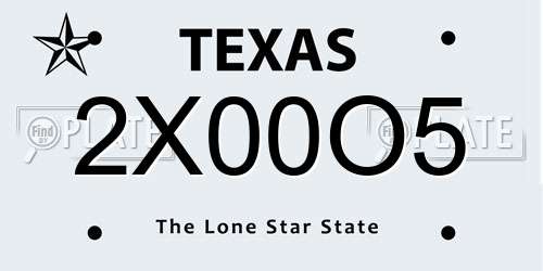 2X00O5 Texas License Plate