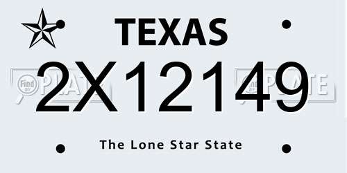 2X12149 Texas License Plate