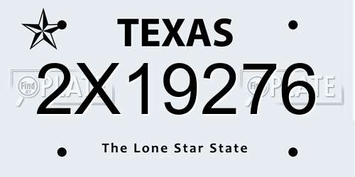 2X19276 Texas License Plate