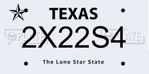 2X22S4 Texas License Plate