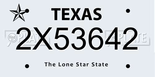 2X53642 Texas License Plate
