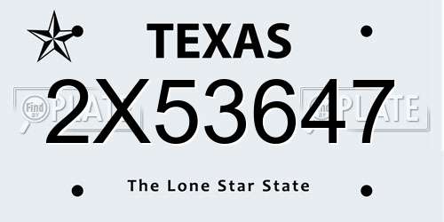 2X53647 Texas License Plate