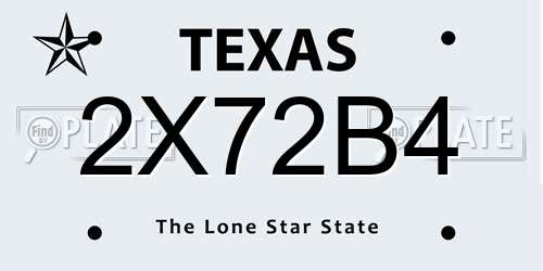 2X72B4 Texas License Plate