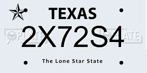 2X72S4 Texas License Plate