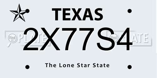 2X77S4 Texas License Plate