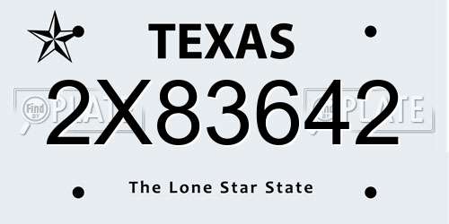 2X83642 Texas License Plate