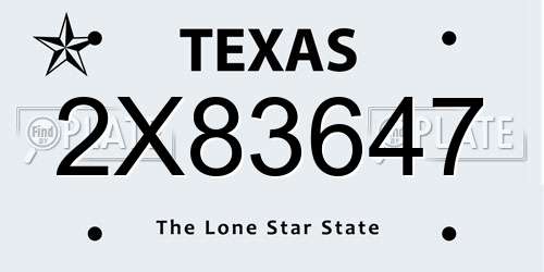 2X83647 Texas License Plate