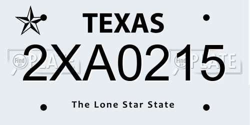 2XA0215 Texas License Plate