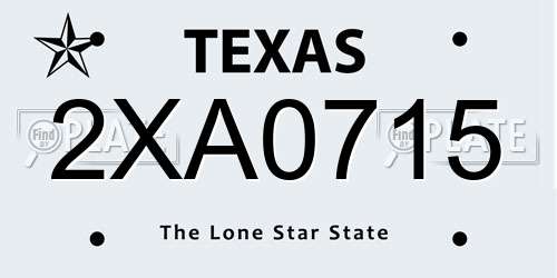 2XA0715 Texas License Plate