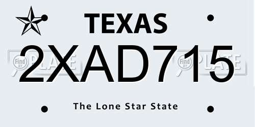 2XAD715 Texas License Plate