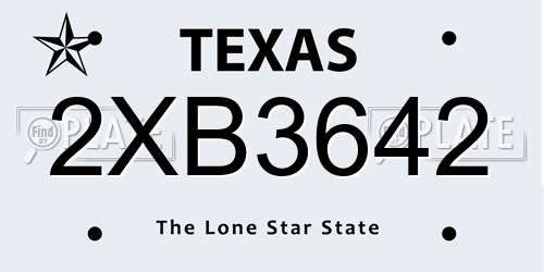 2XB3642 Texas License Plate