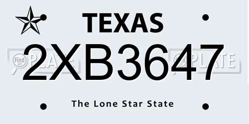 2XB3647 Texas License Plate