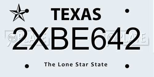 2XBE642 Texas License Plate